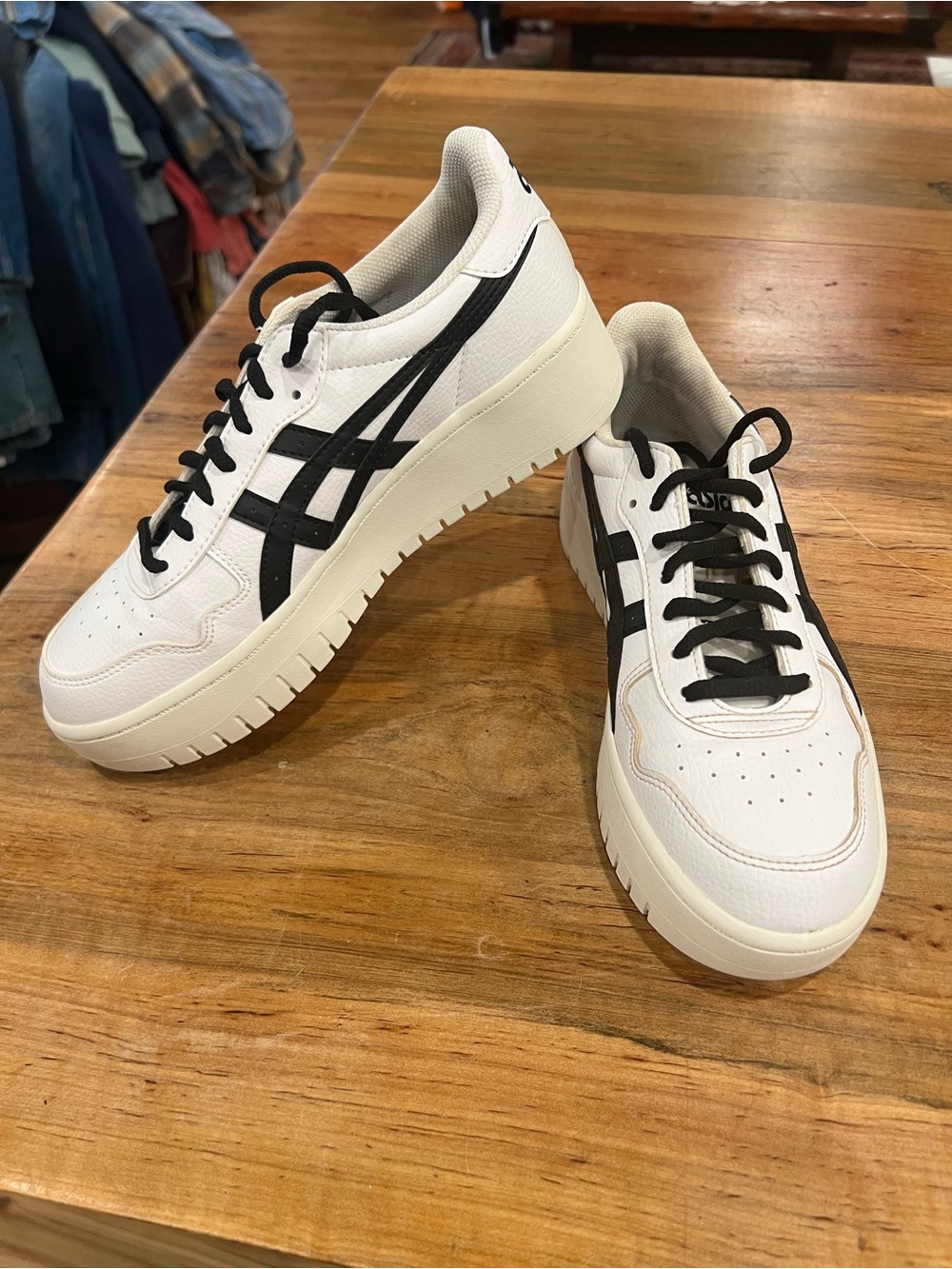Asics White and Black Low-Top Sneakers